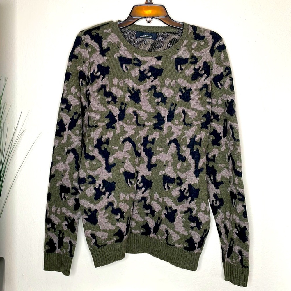 Zara man black tag sweater color camu